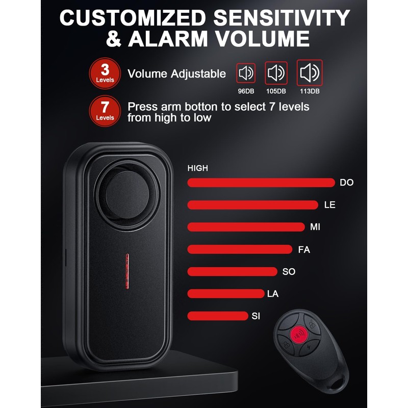 ONVIAN Car Alarm System, Ultra-Loud 113db Bike Alarm with Remote,