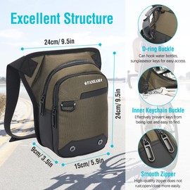 Faneam Leg Bag Motorcycle Men's Leg Bag Tactical Waterproof Multifunctional Waist Bag Sports Belt Bag Large Capacity Leg Bag Men for Motorcycle Bicycle Hiking Fishing Green