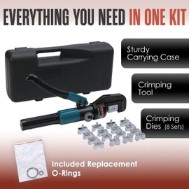 Hydraulic Crimping Tool, Battery Cable Crimper Tool, Hydraulic Wire Crimping Tool, Hydraulic Crimper, Cable Crimper, Lug Crimper Tool, Battery Terminal Crimper, Cable Crimping, 12AWG - 00 (2/0)