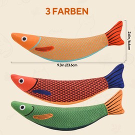 AUSCAT Cat Toy with Catnips, Pack of 3 Fish Cat Kicker Toy, Interactive Cat Toy Plush for Cats and Kittens