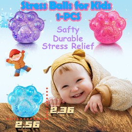 ZTATU Cat Paws Squishy Fidget Toys (1PCS) Stress Balls for Adults Squishy Sugar Ball, Party Favors Squeeze Ball, Sensory Toys for Autistic Children Stress Relief Toy Easter Basket Stuffers (Blue)