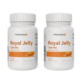 VitaCosmoX Royal Jelly Supplements, 1500 mg, 120 Vegetarian Capsules, Natural Superfood (120 Count (Pack of 2))