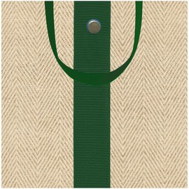 Caspari Jute And Twill Small Square Natural & Hunter Gift Bags - 2 Gift Bag Included