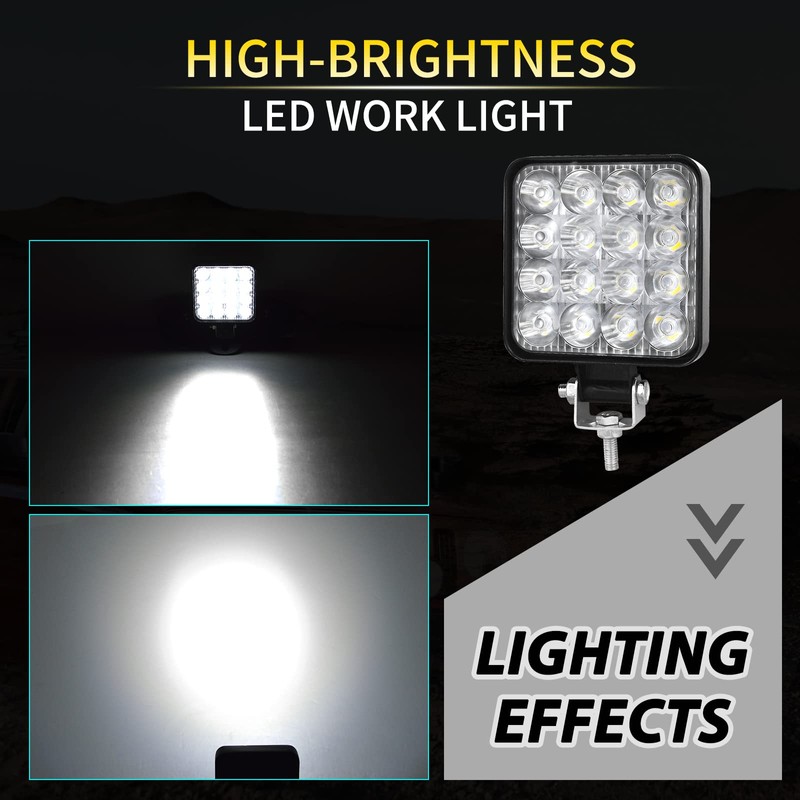 PICAA LED Work Light 4 x 3.3 Inch 48 W