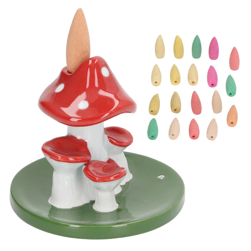 Mushroom Backflow Incense Burners Cute Waterfall Incense Holder with 20