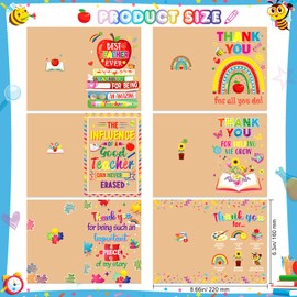 HOWAF 6 Pack Thank You Teacher Gifts for Women Men, Cards for Teachers, Thank You Teacher Cards & Teacher Keyring, Gift Box, Thank You Gifts for Teacher, Assistant, Teacher Appreciation Gifts, A