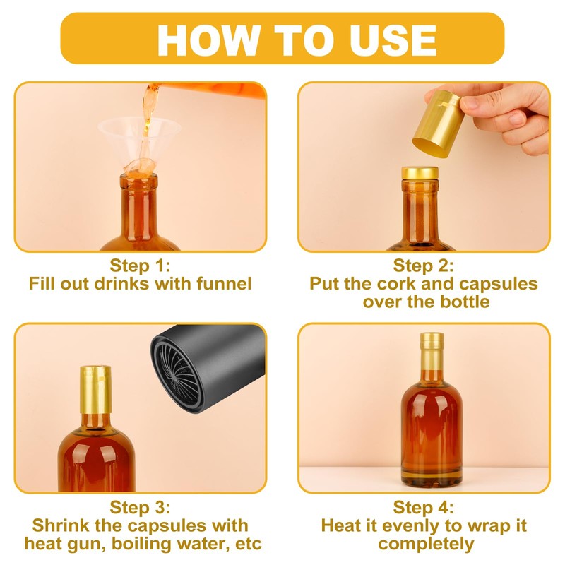 8 Pack 12oz Amber Glass Bottles with Cork Lids, Liquor
