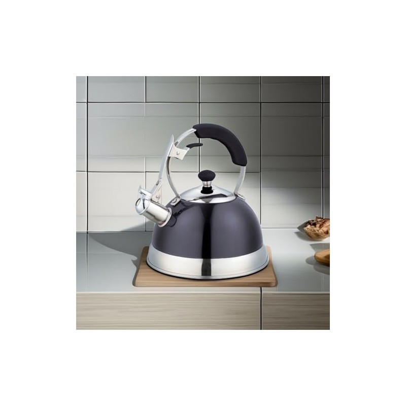 3077-BK Uniware Heavy Duty Stainless Steel Whistling Kettle (Black)