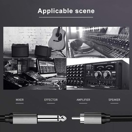 Yeung Qee 2 x 6.35 mm to 2 RCA Stereo Audio Interconnect Cable,Dual 1/4 inch TS Stereo Jack Male to 2 RCA Male Stereo Audio Cable Splitter Adapter Cable (2M)