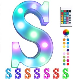 Pooqla Colorful LED ight Up Marquee Signs with Remote – Party Bar Letters with Lights Decorations for The Home - Multicolor S