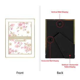 Laura Ashley 4x6 White Enamel Picture Frame, Gold Metal Edge with Easel, for Countertop, Counterspace, Tabletop Display, Bookshelf, Desk, Wall Décor, Photo Gallery