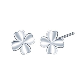 CONILOK Clover Earrings Silver 925 Stud Earrings Silver Women's Jewellery Earring Small Gifts for Women Girls Best Friend Mother Birthday Wedding Christmas Day Valentine's Day, Silver