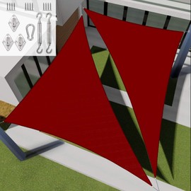 E&K Sunrise 12' x 12' x 17' Waterproof Sun Shade Sail Outdoor Triangle Canopy Shade Cover UV Block with Hardware Kit for Pergola Patio Backyard Garden Deck (Red)