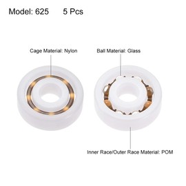 uxcell 625 Plastic Bearings 5x16x5mm Glass Ball Nylon Cage 5pcs