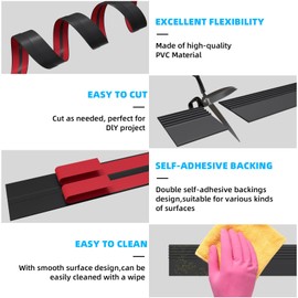 Jaspond 20FT Non-Slip Rubber Stair Nosing, Self Adhesive Stair Edging, Peel & Stick Staircase Step Edge Protector for Indoor & Outdoor