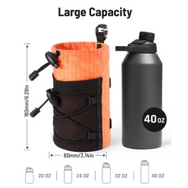 Neverwhy Water Bottle Holder Pouch with Hook Buckle, Backpack Water Bottle Holder Mesh Bag Carrier Fits for 8-40oz Bottles for Hiking, Running, Travel, Outdoor Backpack Accessories & Attachments