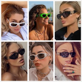 LASPOR Irregular Sunglasses for Women Men Trendy Retro Vintage Rectangle Glasses Hexagon Shades Driving UV400 Protection, Pink, Medium