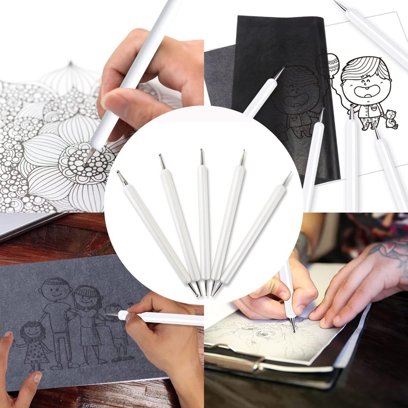 5Pcs Embossing Tool Set with Different Size Double End Tracing