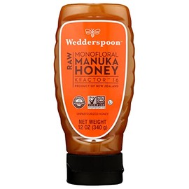 Wedderspoon Raw Monofloral Manuka Honey, Kfactor 16, Non-GMO, 12 Oz (Pack of 6)