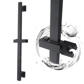BANGPU Bathroom Shower Slide Bar, Adjustable Handheld Shower Holder Wall Mount Shower Bar Stainless Steel, Matte Black Square Slide Bar