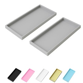 Mriluvy Mriluvy Vanity and Bathroom Tray, 11.8" ABS Countertop Organizer,Waterproof Vanity Tray for Toilet Tank,Perfume,Soap,Keys,Bathroom Accessories,Kitchen and Bath Trays,Non Slip Small Trays,Gray,2 Pack