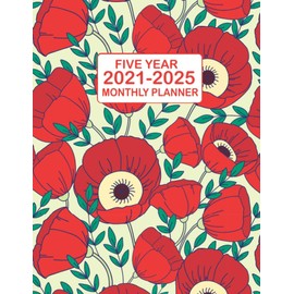 Five Year Monthly Planner 2021-2025: Awesome Red Planner 5 Year Monthly Planner and Monthly Calendar with Holidays and Agenda Schedule Organiser with 60 Months Calendar