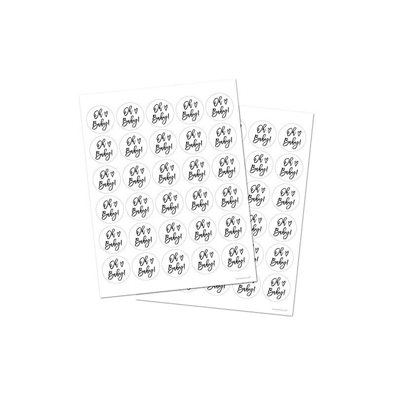 1.5" Round Oh Baby Stickers - Set of 60 (Black)
