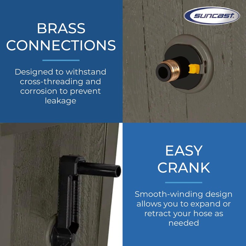 Suncast Farmington Weatherproof Smart-Tube Garden Hose Storage Container, Outdoor Hideaway