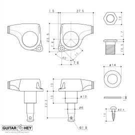 GOTOH NEW Gotoh SGL510Z-RL5 Tuning Keys Set 1:21 Ratio 3x3 - ANTIQUE X-FINISH CHROME