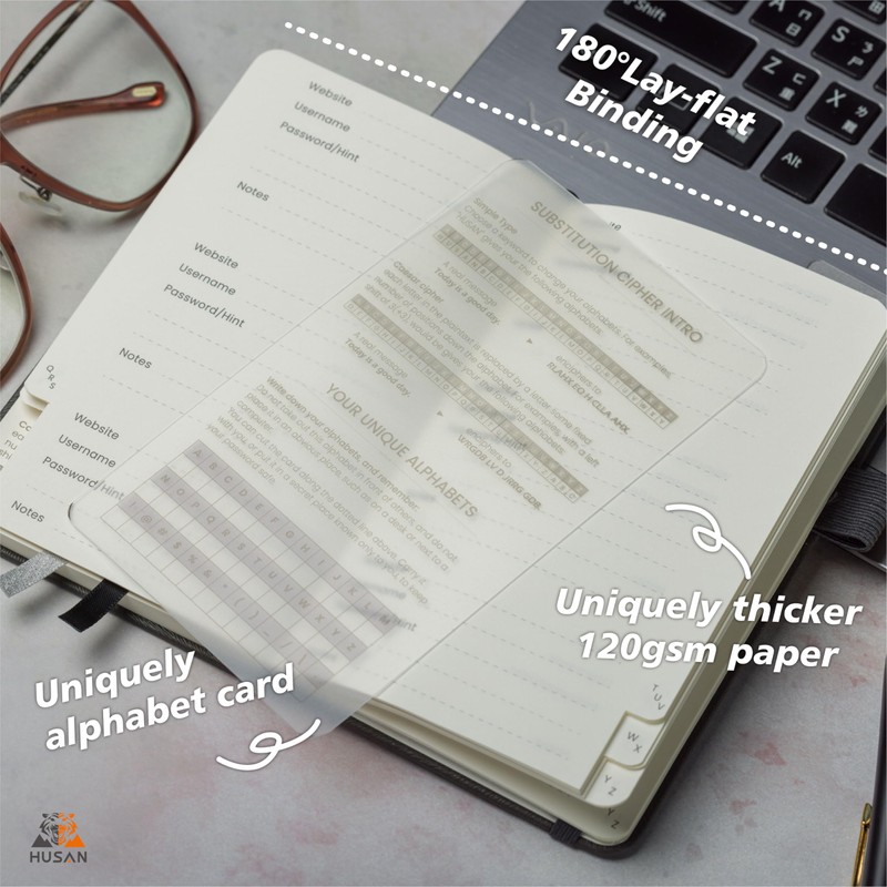HUSAN Password Book with Alphabetical Tabs - Password Keeper for