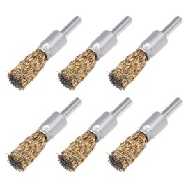 sourcing map 12mm Wire Wheel Brush Cup Copper Plated Crimped Steel with Shank 0.012-inch Wire Dia 6 Pcs