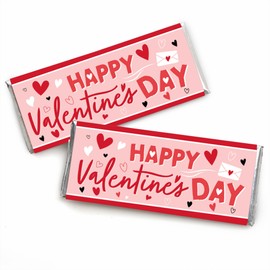 Big Dot of Happiness Happy Valentine’s Day - Candy Bar Wrapper Valentine Hearts Party Favors - Set of 24