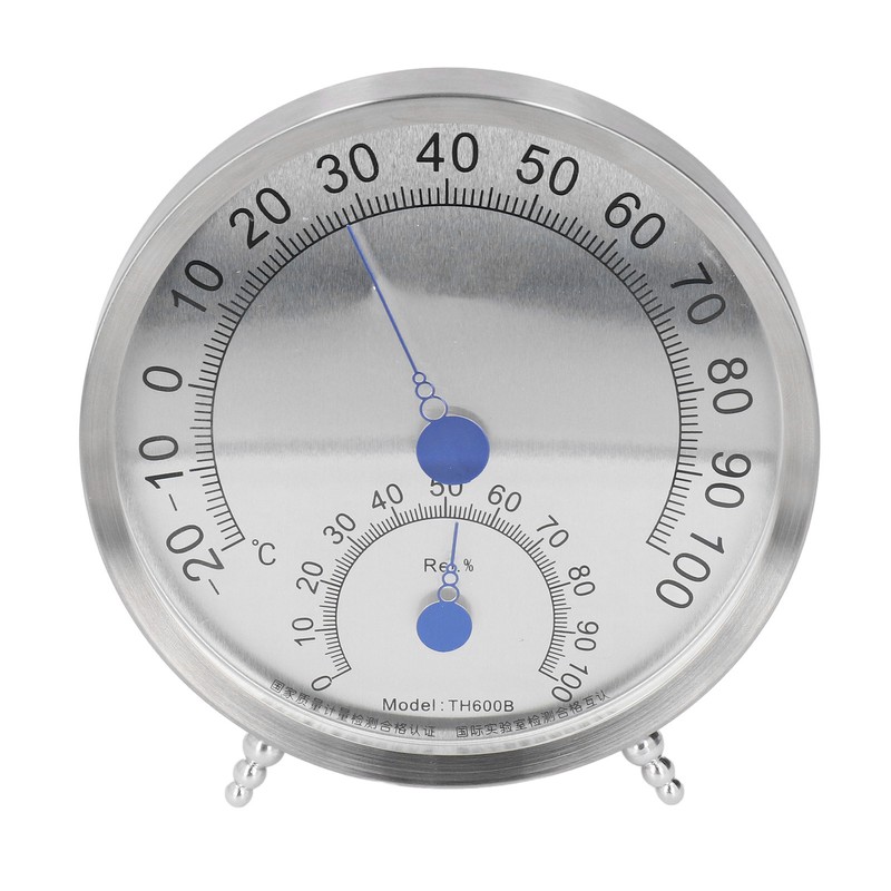 Round Thermometer Stainless Steel Waterproof Heat Resistant Thermometer Hygrometer for
