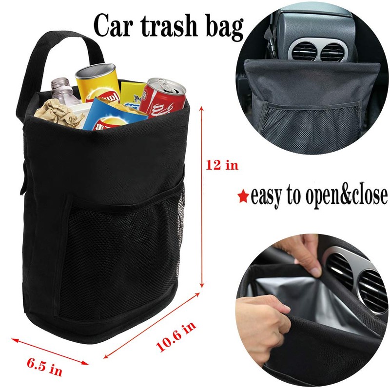 Qichebox Car Trash Can Reusable Waterproof Vehicle Garbage Bin Car