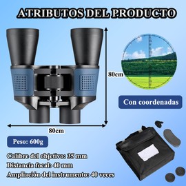 Binoculares Telescopio de Alta Resolución 80x80 Plegables - con Coordenadas, Prismáticos Profesionales de Alta Definición, Impermeable, Alcance Visible hasta 3000 Metros, Estuche de Transporte (Azul)