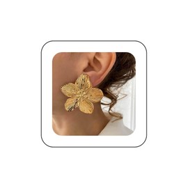 Cimenexe Bohemian Flower Stud Earrings Gold Metal Flower Earrings Large Flower Petal Earrings Exaggerated Flower Earrings Jewelry for Women