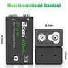 BONAI Rechargeable 9V Batteries 600mAh High Capacity, (4 Pack) 9