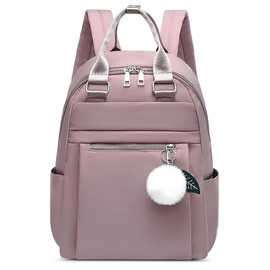 SODOLLEE Backpack Womens Fashion Rucksack Women Lightweight School Bags for Girls 14 inch Laptop Backpack Waterproof Polyester Casual Daypack with Pompom for School Travel Sport Pink