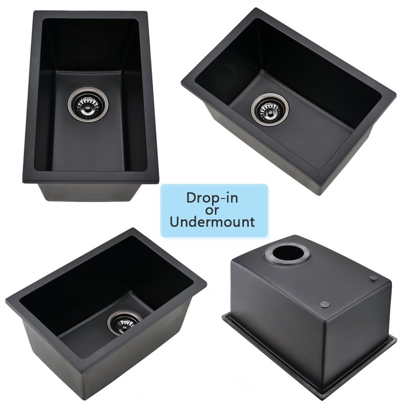 12 Inch Black Bar Sink Undermount-VASOYO 12x16 Rv Sink Kitchen