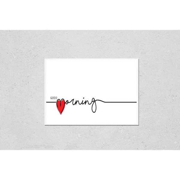 Poster Reproduction of Slogan good morning with heart Funny breakfast