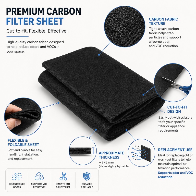 Cut-to-Fit Carbon Filter Sheet for Air Care – 2-Pack Replacement