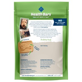 Blue Buffalo Health Bars Natural Crunchy Dog Treats Biscuits, Apple & Yogurt 16-oz Bag