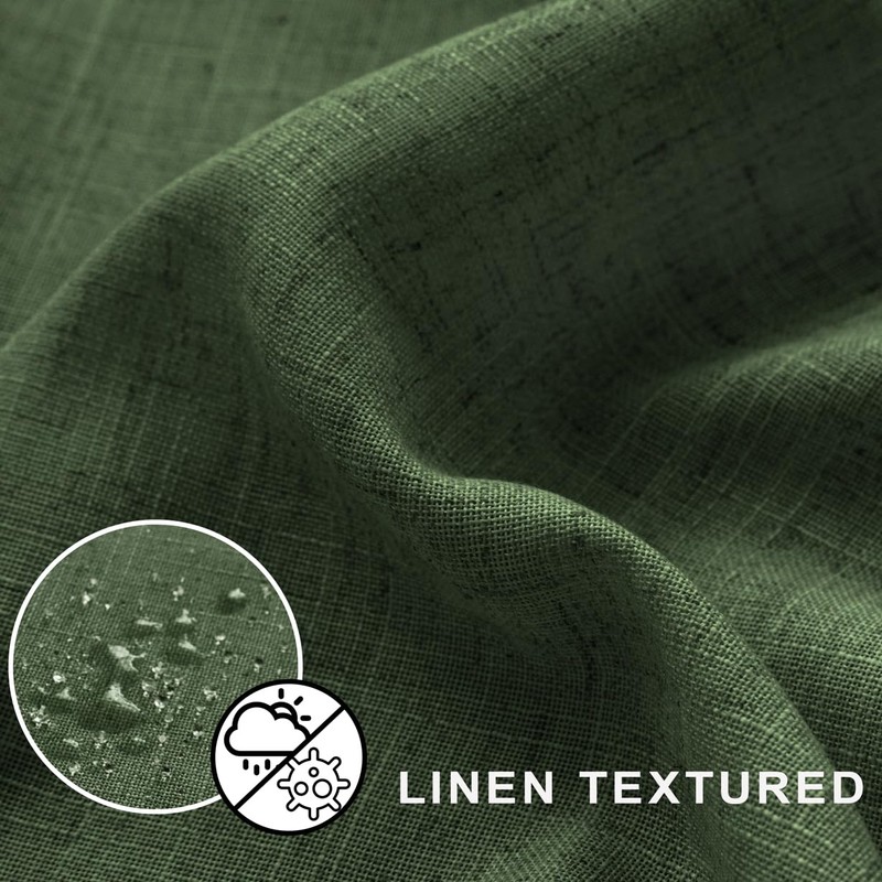 KOUFALL Olive Green Waterproof Linen Fabric Shower Curtain for Bathroom