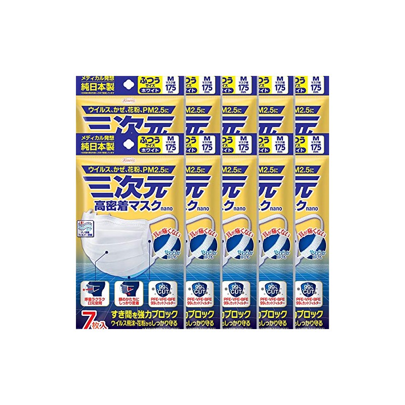 Set of 10 3D High Density Masks, Nano Regular, Medium,