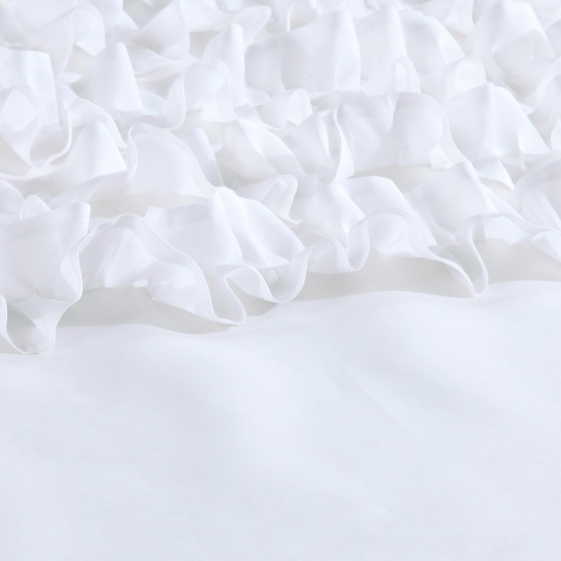 BESTRIPES Ruffle Stall Shower Curtain, White Fabric Narrow Shower Curtain