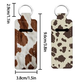 FREEBLOSS 2PC Lip Balm Keychain Chapstick Holder Keychain Multifunctional Lipstick Holder Cow Pattern Lipstick Holder Keychain Portable Lipstick Holder Keychain