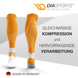 Diasports Runstars Compression Socks for Marathon & Triathlon, High-Quality Compression Socks for Men and Women, orange, s