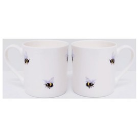 Rainbow Decors Bees Mugs Set of 2 Fine Bone China 14 fl oz 400 ml Large Balmoral Multi Bumblebee Cups Hand Decorated in UK