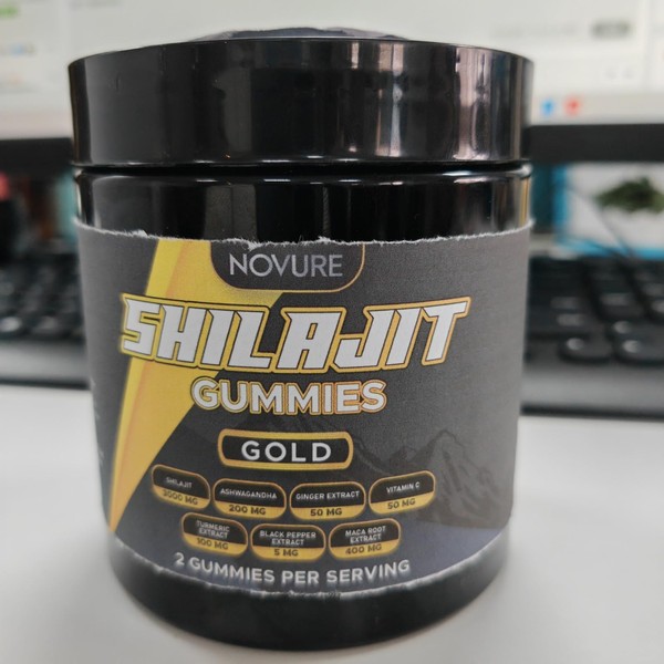 Novure Pure Himalayan Shilajit Gummies Gold No Added Sugar Ashwagandha,