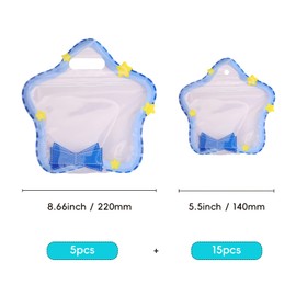 Septe 20Pcs Cartoon Cute Star Bow Transparent Snack Candy Chocolate Cookies Zipper Sealed Bag,Blue